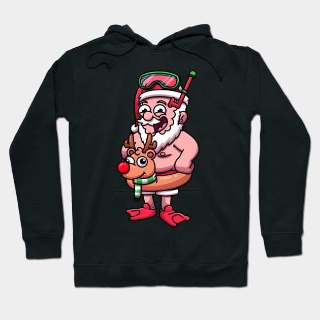 Fat Santa In Scuba Outfit Hoodie by TheMaskedTooner